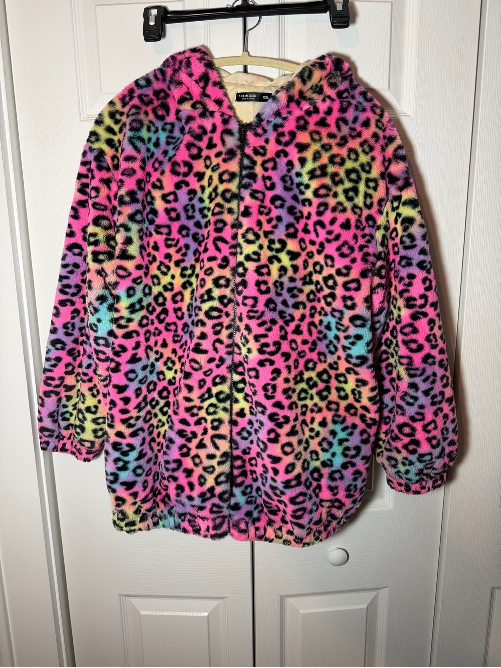 Lisa Frank-ish Soft Fuzzy Zip Up Hoodie